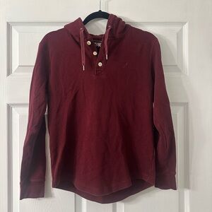 American Eagle Outfitters Maroon Button-Up Hoodie
